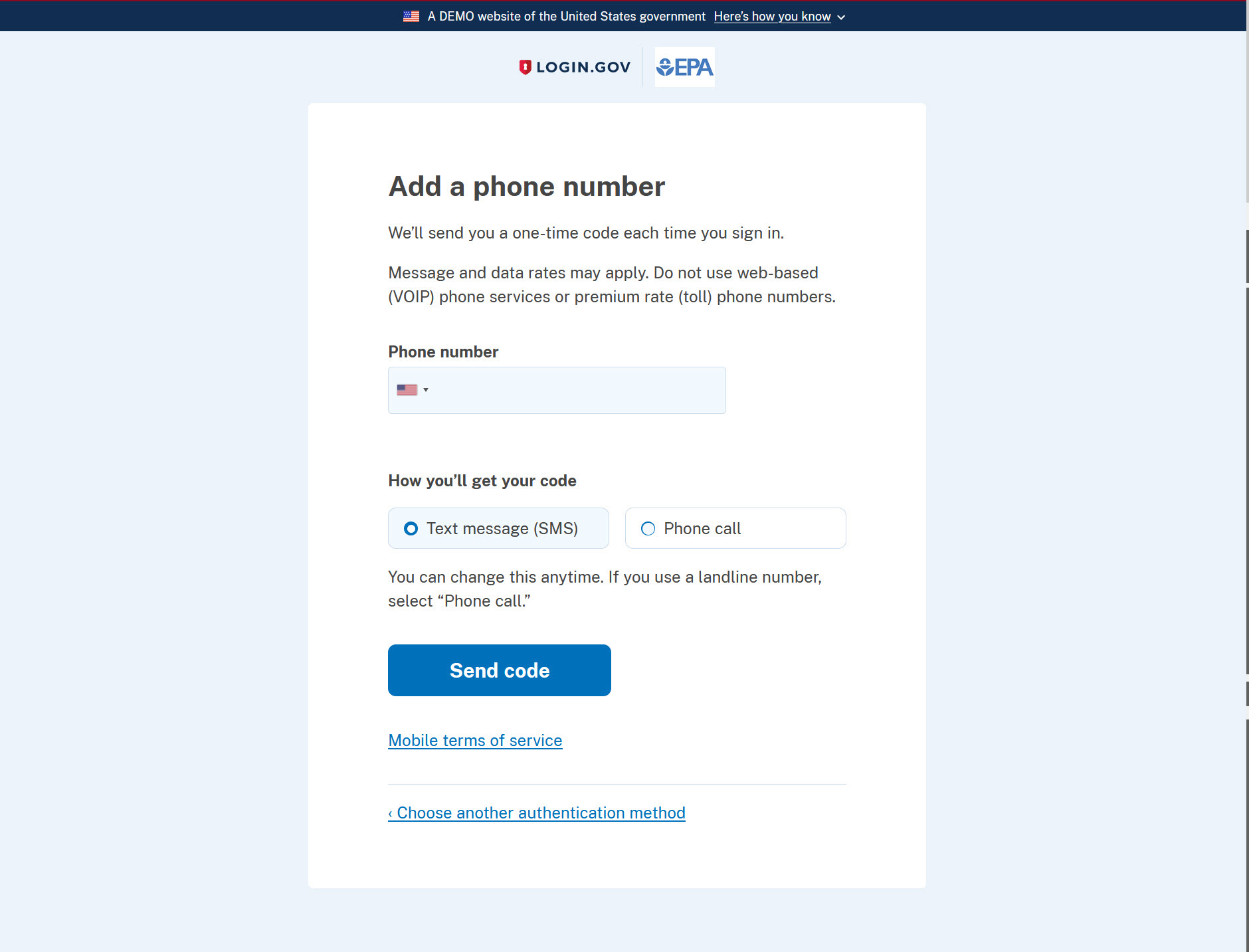 Login.gov - add phone number